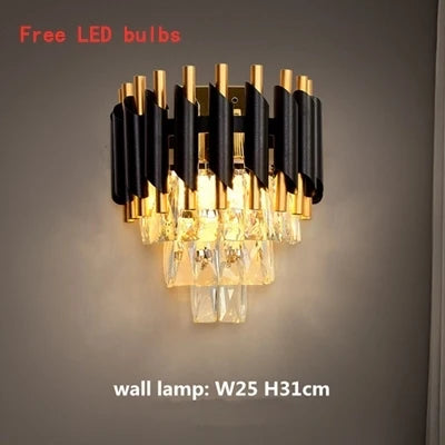 lustre led moderne de luxe en cristal luminaire rond ou long