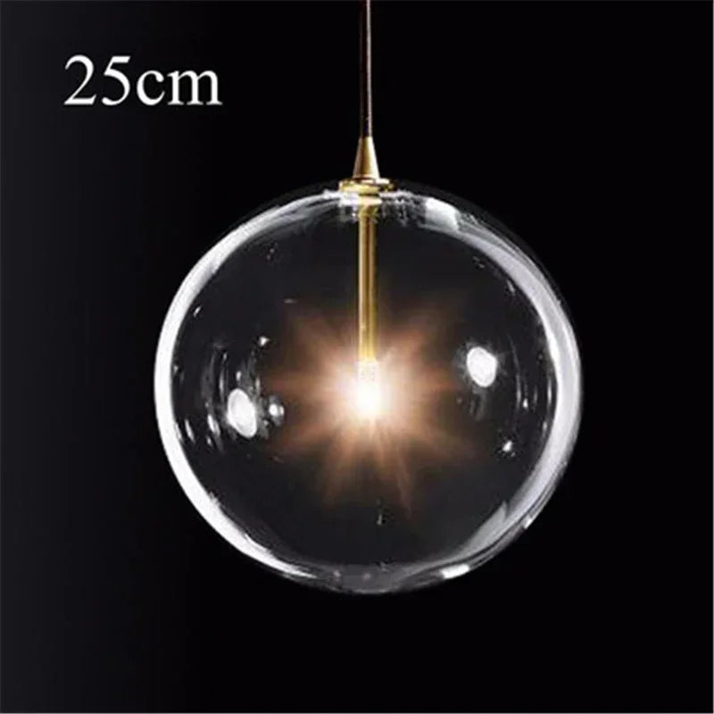 suspension en verre transparent pour un éclairage moderne décoratif