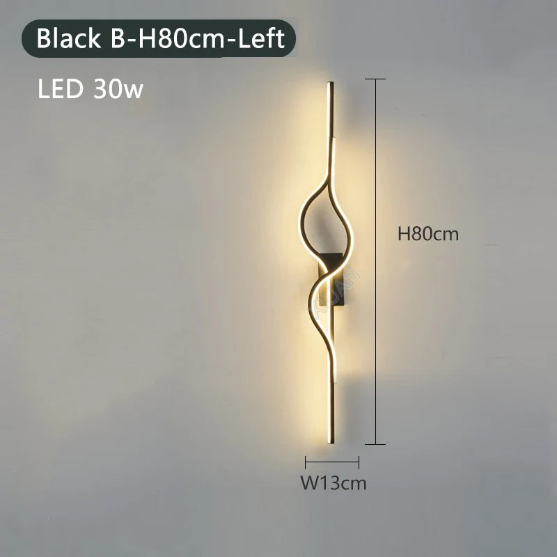 Modern Living Room Long Wall Lights with Anlter Design Gold Black TV Background Decorative Wall Lamp for Bedroom Remote Control