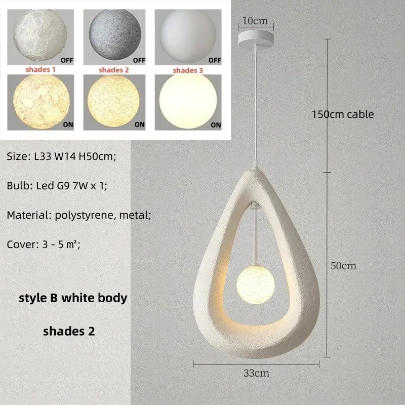 Nordique salle à manger suspension Led lumières Wabi Sabi Led suspension lampe chambre minimalisme suspension lampe décor à la maison éclairage intérieur lampe