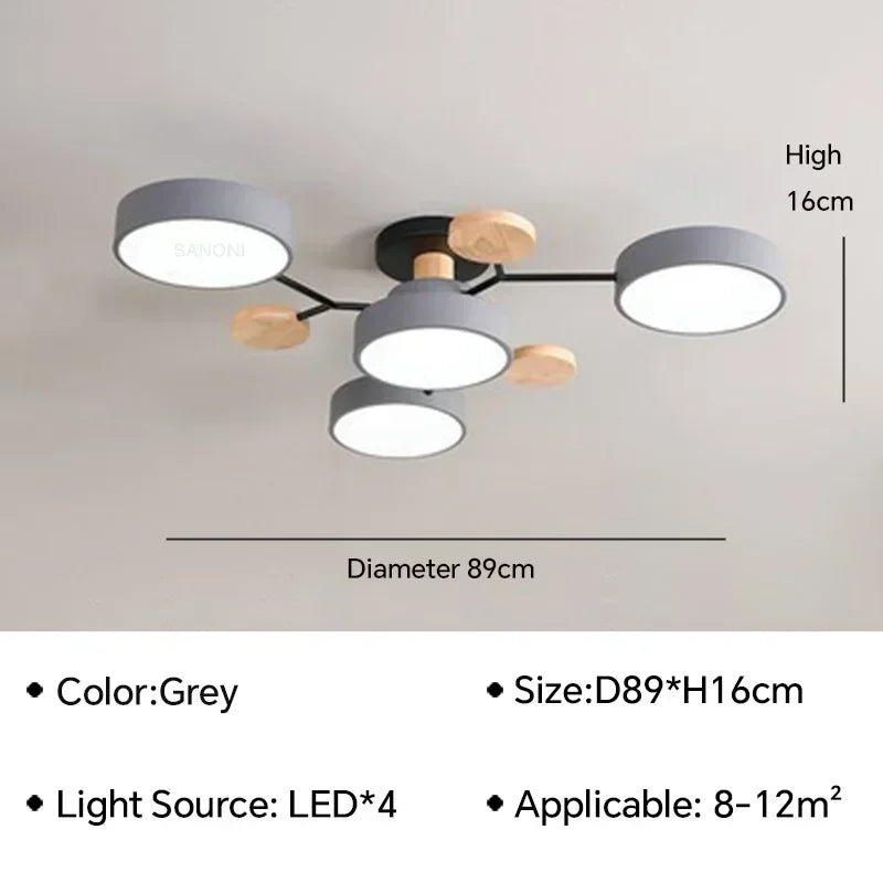 plafonnier LED en bois design nordique pour intérieur élégant