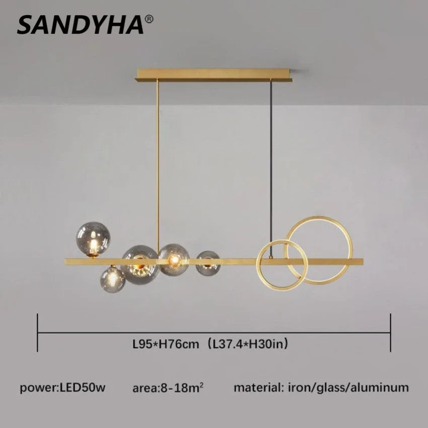 lustre moderne en verre design lumineux pour intérieur