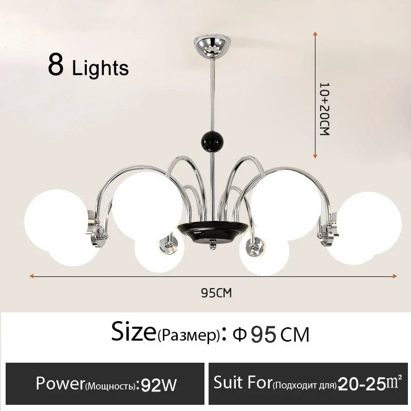 lustre nordique moderne en chrome avec éclairage led