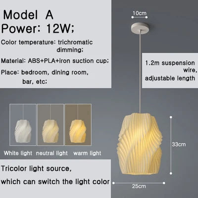 lustre moderne simple impression 3d créative à trois extrémités