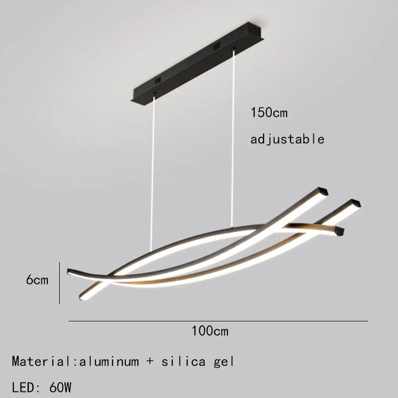 lustre à led en aluminium design moderne réglable en hauteur
