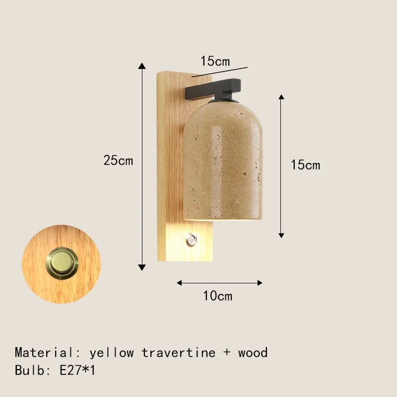 applique murale led en pierre naturelle pour hôtel avec interrupteur