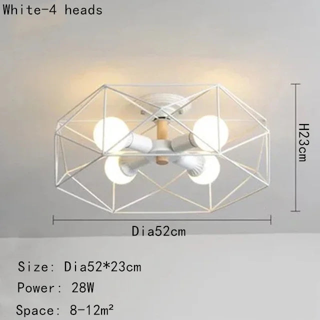 Hot Sale Multiple Heads Geometric Led Ceiling Lamp For Kitchen Item Living Room Bedroom Balcony Decorative Lighting Furniture