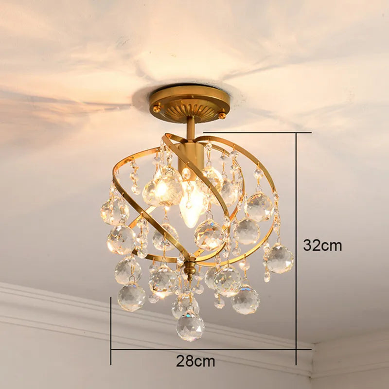 lustre moderne en cristal doré pour intérieur lumineux