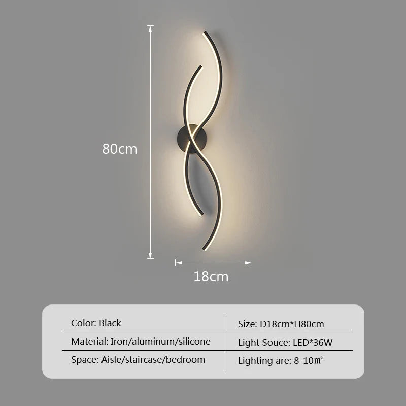 Applique murale led moderne minimaliste rayures déco intérieur chambre salon couloir