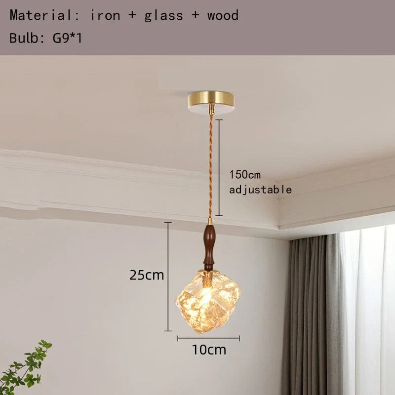 lustre en verre forme bloc de glace pour éclairage divers et