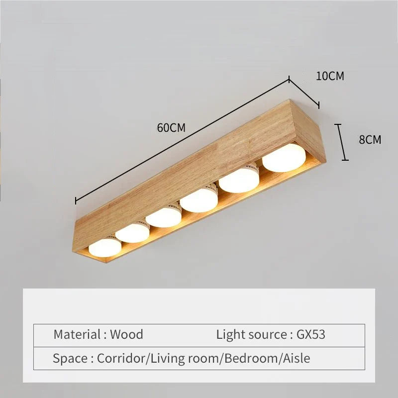 plafonnier minimaliste bois brut intérieur chambre bureau couloir vestiaire