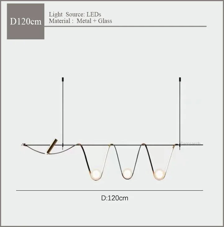 lustre en verre nordique créatif avec éclairage led