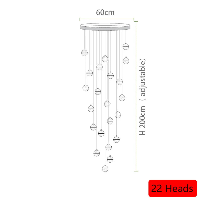 lustre long en cristal pour une ambiance moderne et élégante