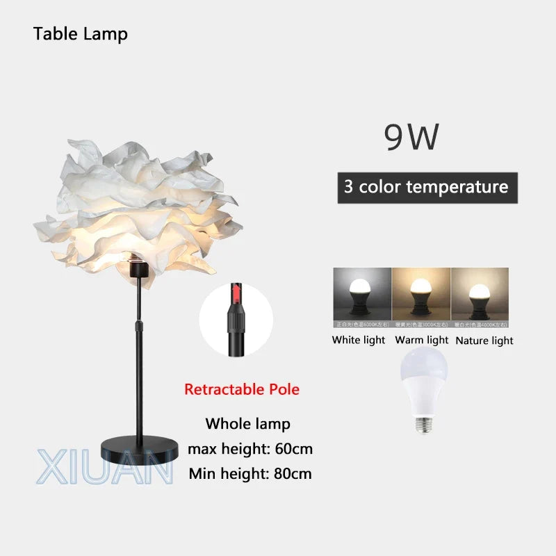 lampadaire créatif en papier avec poteau rétractable pour hôtel