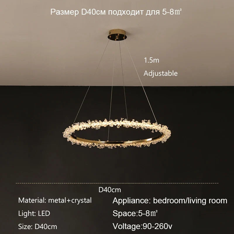lustre moderne en cristal de luxe suspension décorative