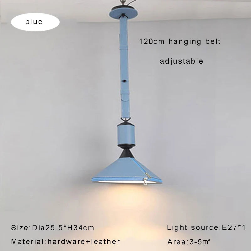 lustre led moderne avec ceinture en cuir décoration intérieure élégante