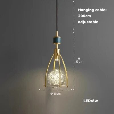 suspension luminaire cuir led verre lustre