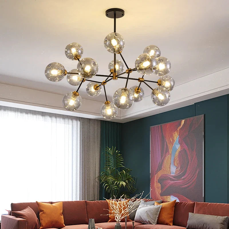 Modern minimalist kitchen, family, bedroom, dining-room, droplight attic luxury glass bubbles molecular droplight