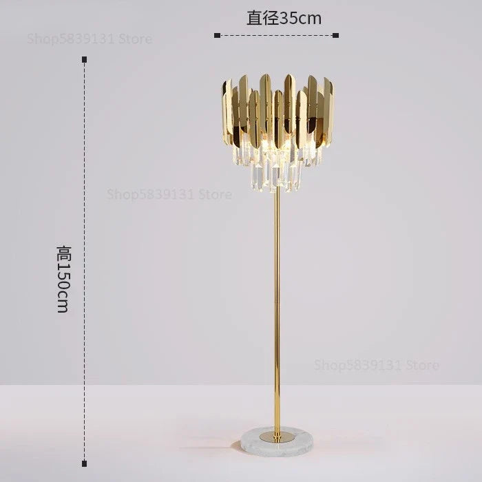 lampadaire post-moderne nordique en cristal doré led luxe
