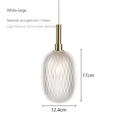 Lampe suspension verre blanc ambre moderne