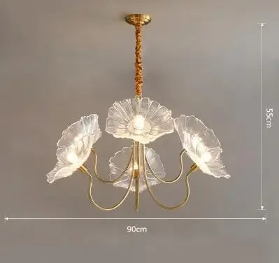 lustre moderne en verre design fleur de lotus lumineux