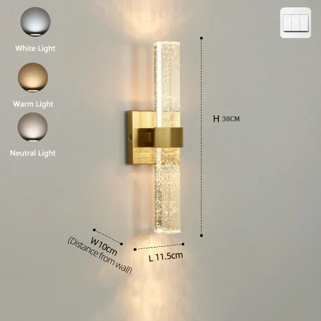 Applique murale moderne haut et bas pour la maison chambre chevet salon allée couloir escalier applique murale lumière 10W 110V 220V or