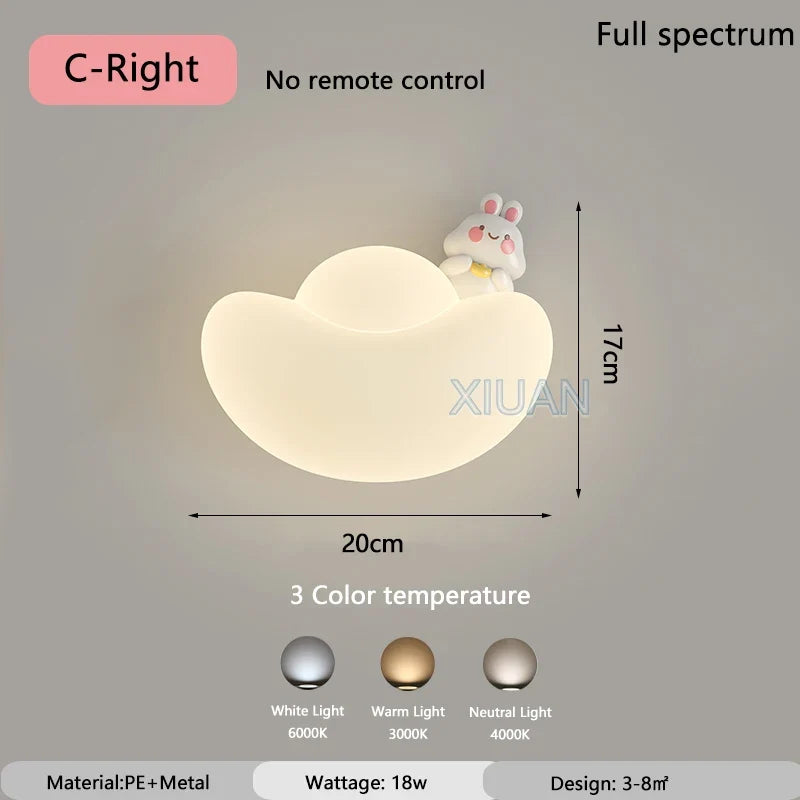 applique murale créative pour enfants thème dessin animé chat et lapin