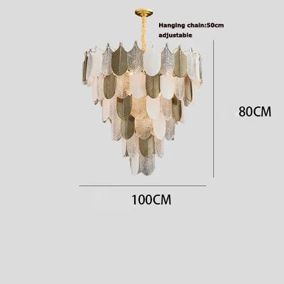 lustre design art déco moderne en acier inoxydable à led
