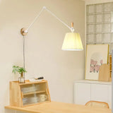 Nordic Shiftable Rocker Arm Wall Lamps Fabric Lampshade Dining Table Wall Light for Bedside Study Reading Lighting ON/OFF Switch