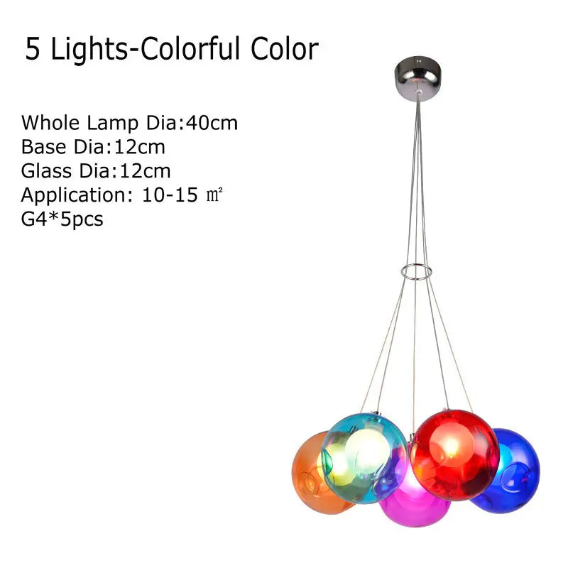 lustre en verre soufflé led créatif pour chambre d'enfants