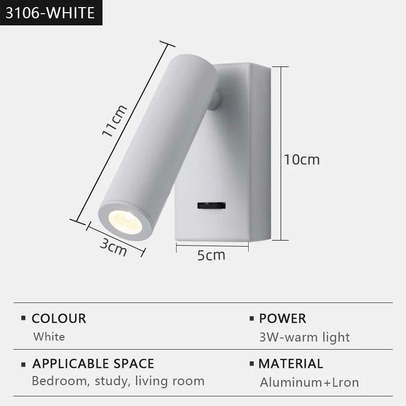 Applique murale led moderne réglable rotative pour lecture