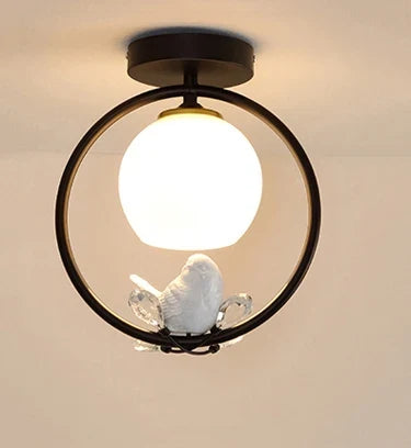plafonnier nordique créatif avec motif d'oiseau pour balcon
