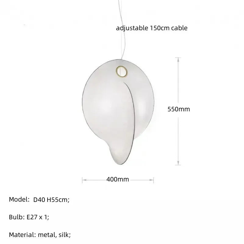 lustre led en soie nordique wabi sabi suspendu pour décoration maison