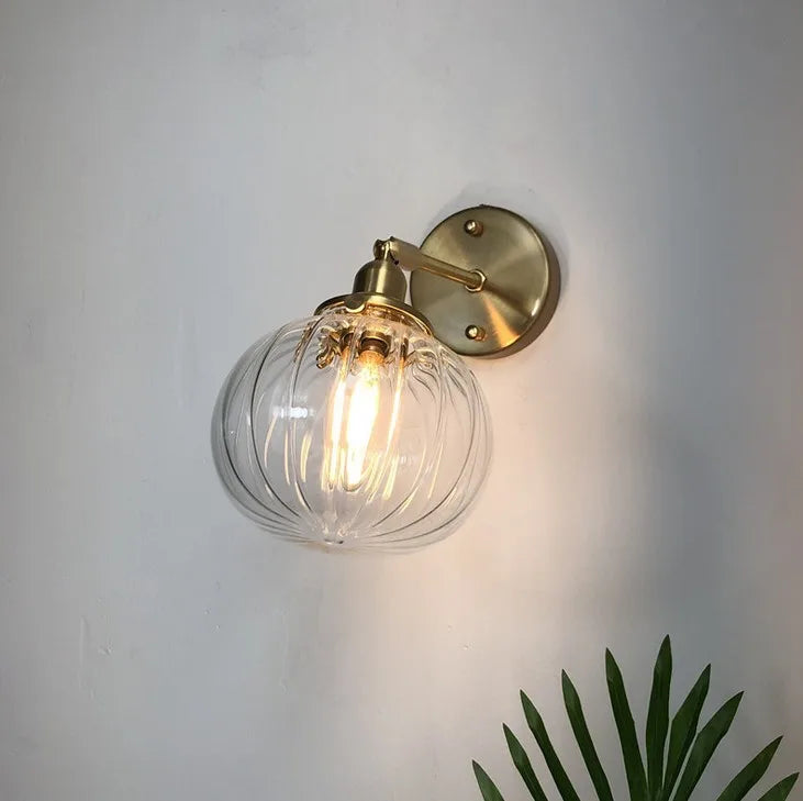 applique murale rétro en laiton et verre design élégant pour intérieur