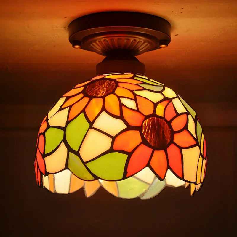 plafonnier baroque tiffany en verre pour décoration intérieure