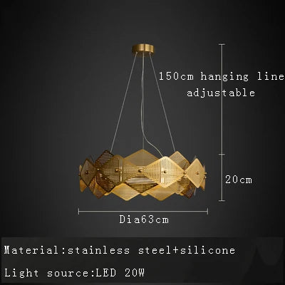 lustre post-moderne en acier inoxydable suspension led minimaliste italienne