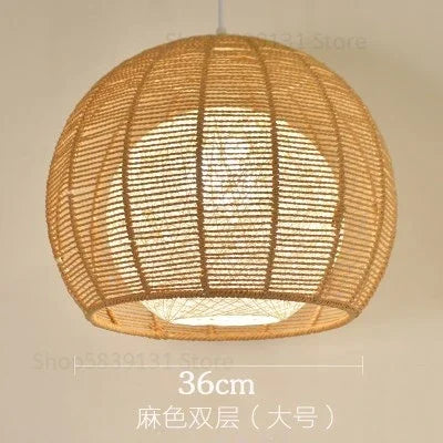 luminaire led nordique moderne en fer et corde de chanvre