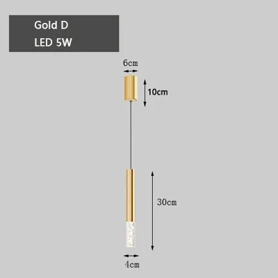 suspension LED en or art moderne long câble