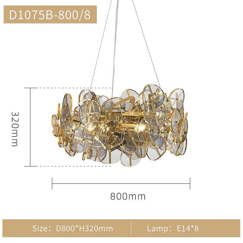 lustre en verre tournesol luxe design créatif pour espace moderne
