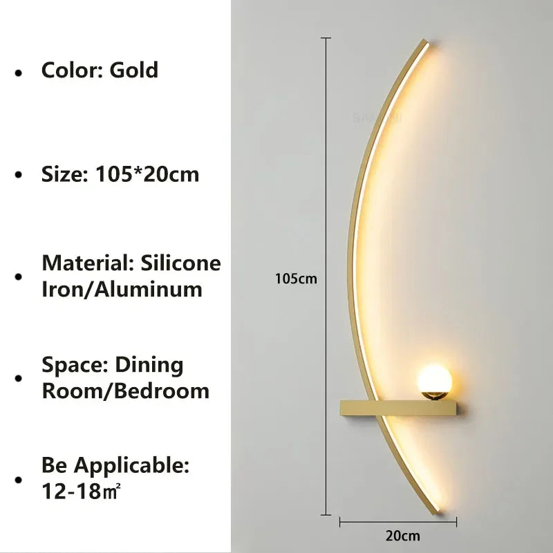 applique murale led nordique rayée pour décoration intérieure
