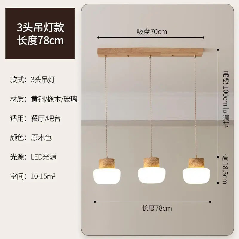 suspension wabi-sabi en verre blanc avec corde de chanvre