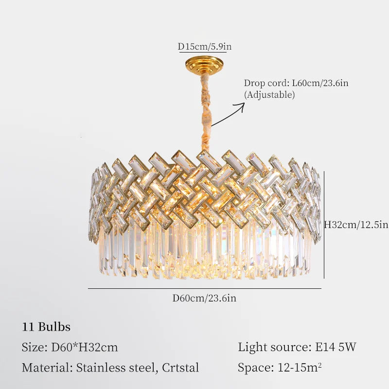 lustre moderne en cristal pour décoration intérieure élégante