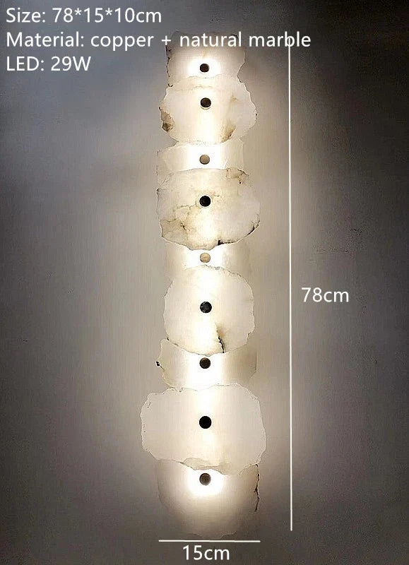 Applique murale moderne en laiton LED longue lampe en marbre naturel 	 de luxe éclairage applique chambre salon salle à manger couloir lumière