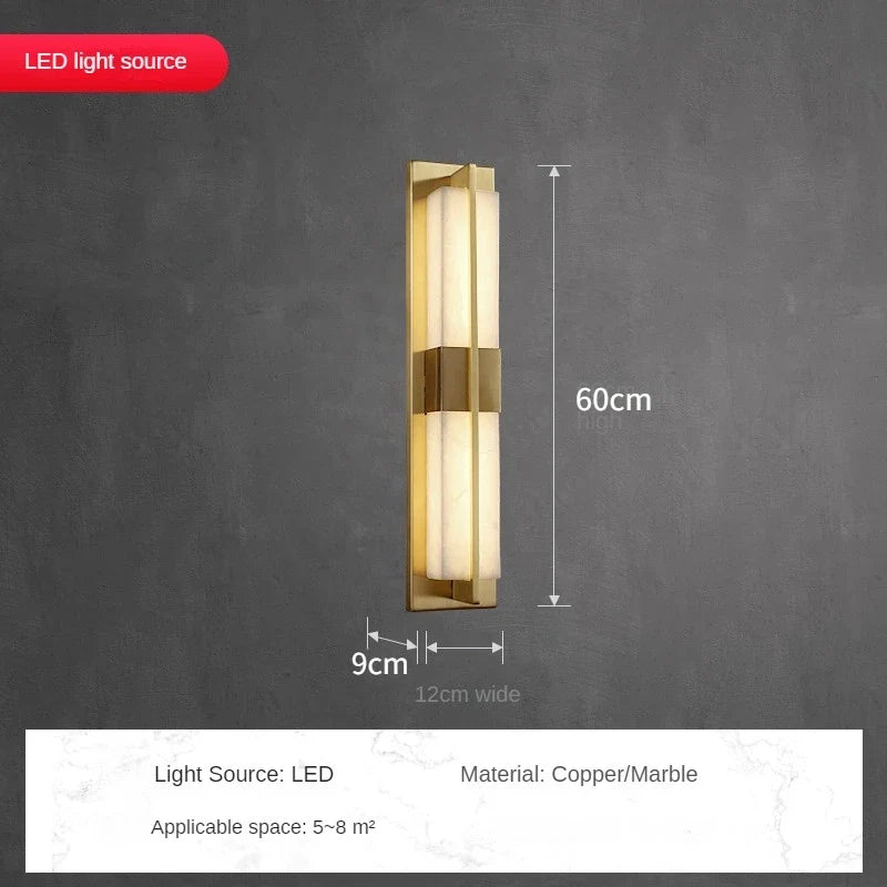 applique murale led en cuivre avec bande de marbre espagnole
