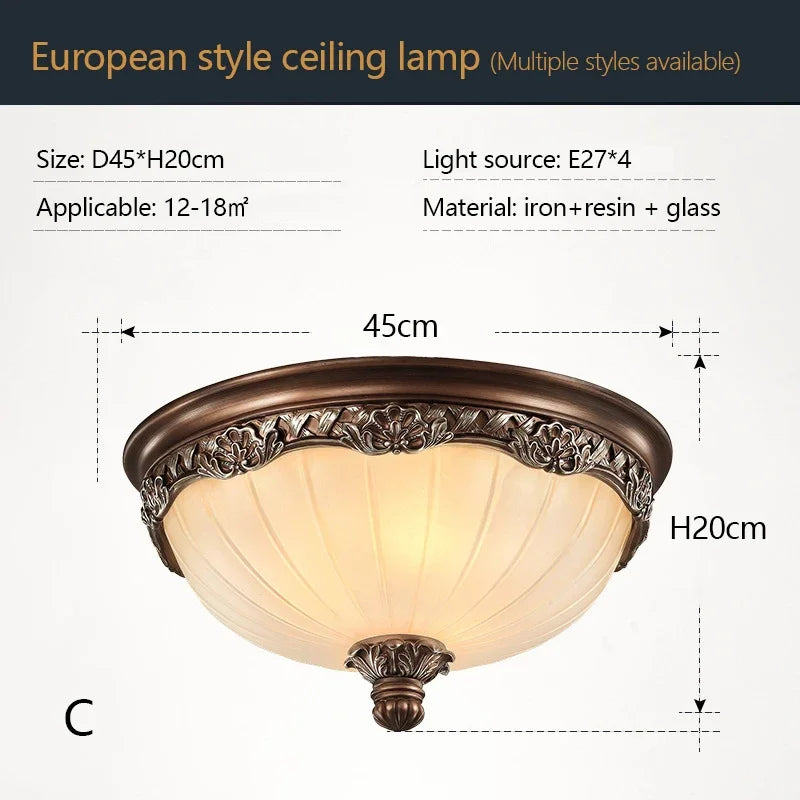 lampes de plafond led rondes design rétro en résine européenne