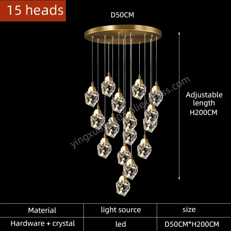 lustre en cristal suspendu pour un éclairage élégant et moderne