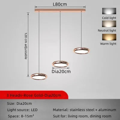 suspension led circulaire design moderne en aluminium pour intérieur