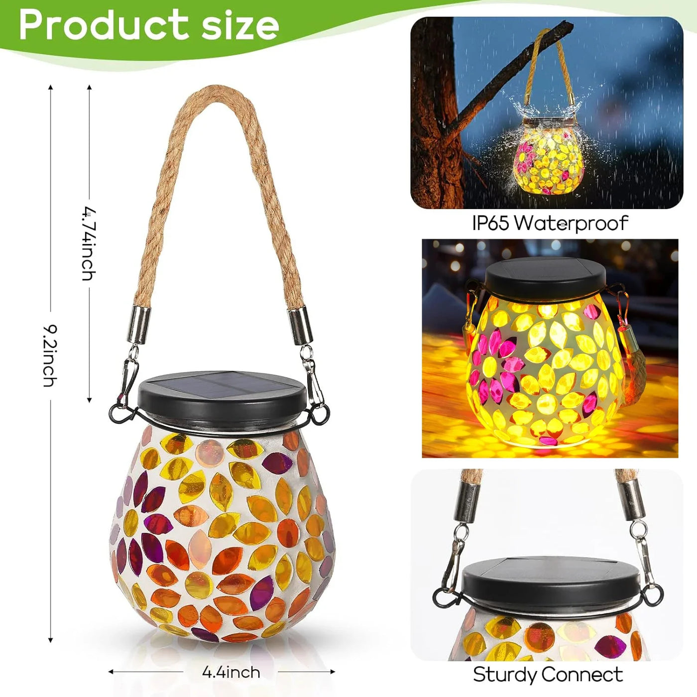 lanterne solaire décorative pour jardin en mosaïque