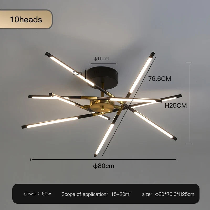 lustre design en forme de bâton avec luminaires led