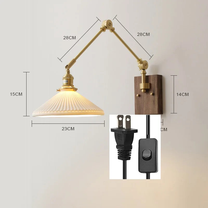 iwhd Applique murale led pivotante en cuivre avec interrupteur à chaîne